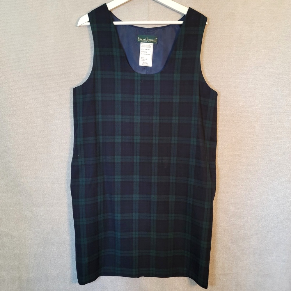 Harve Benard Dress Vtg Wool Black Watch Plaid Jumper Womens 12 Old Money Preppy